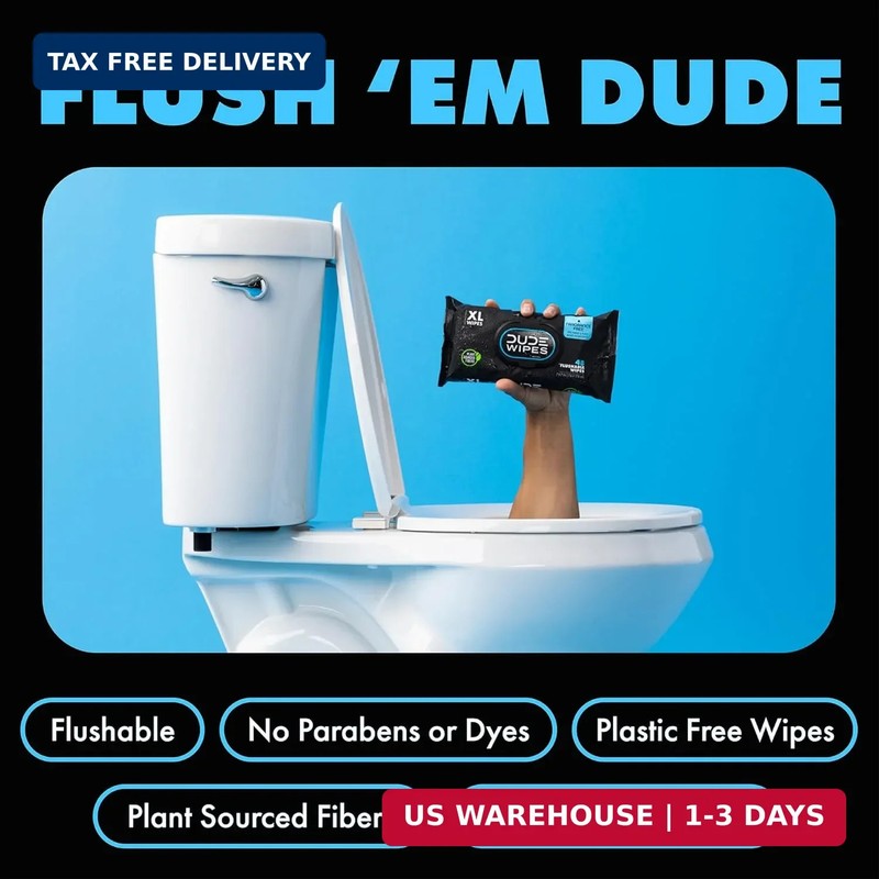 DUDE Wipes Flushable Wet Wipes 48 Count Dispenser, Unscented Wet Wipes with Vita gallery