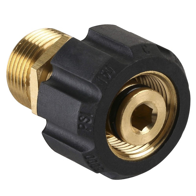 M MINGLE Pressure Washer 2# M22 15mm Female to 14mm Male, Copper Yellow