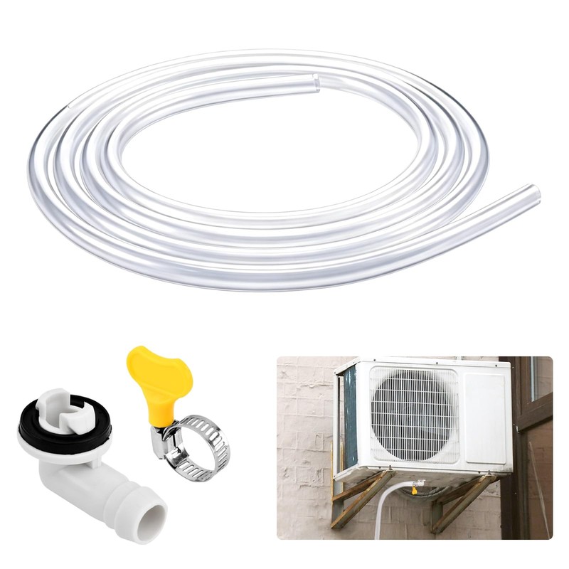 3 Ft White Air Conditioner Drain Hose Portable AC Hose Elbow Connector