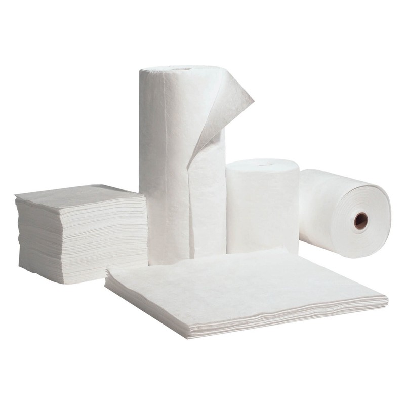 19" x 15" White Standard Meltblown Oil/Chemicals Sorbent Pads 100 Pieces