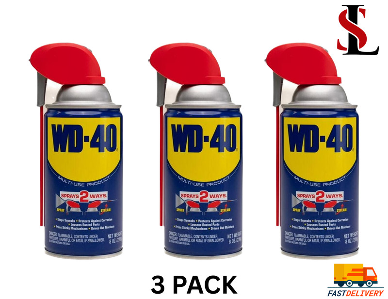 Multi Purpose Original WD-40 Formula 8oz Lubricant Spray 3-PACK w/. Smart Straw
