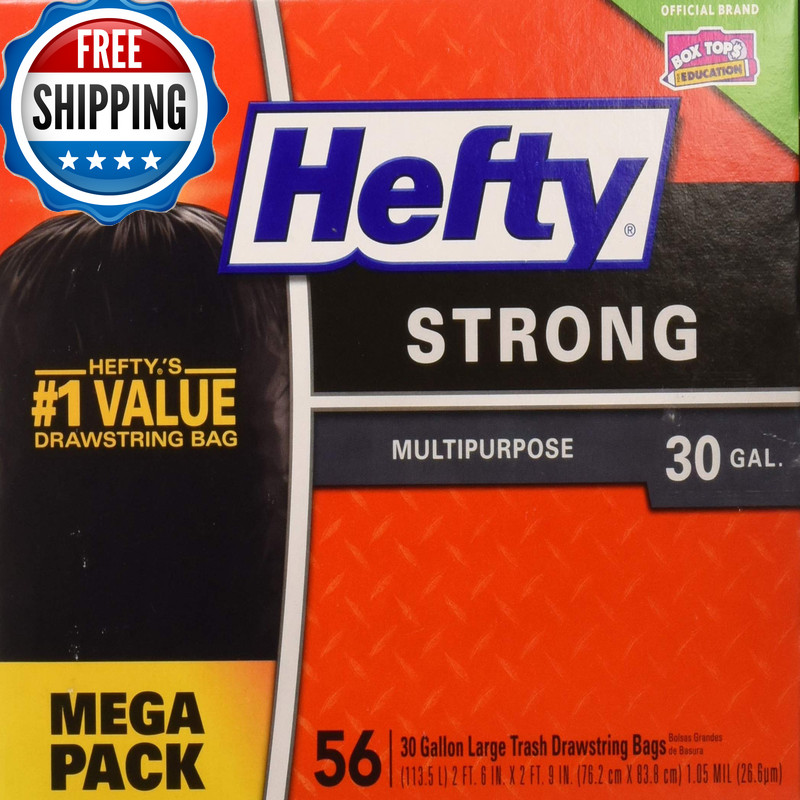 Hefty Hefty Strong Large 30 Gallon Trash Bags – Multipurpose – Drawstring – 56