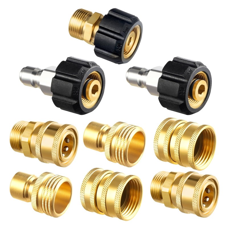 Twinkle Star Pressure Washer Adapter Set, Quick Disconnect Kit, 9 Sets, Brass