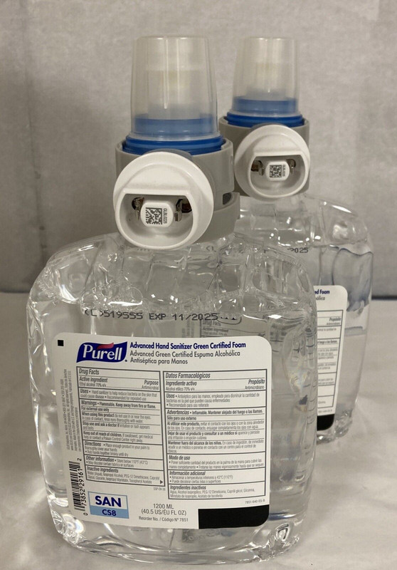 Purell 7851-02, Foaming Hand Sanitizer Refill, 1200 ML, Lot of 2, Exp. 2025/11