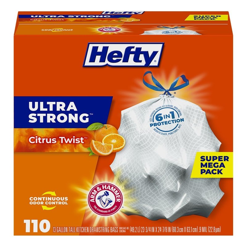 Hefty Ultra Strong 13 Gallon Trash Bags Tall Kitchen Trash Bags 13 Gallon Size
