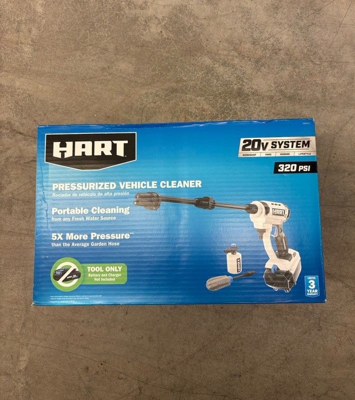 New HART HGPC011 Pressurized Vehicle Cleaner 20 Volt Battery Not Included