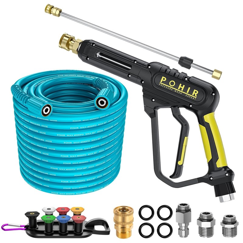 POHIR 3600PSI Pressure Washer Gun and Hose 50ft, Power Washer Hose Gun 15 in …