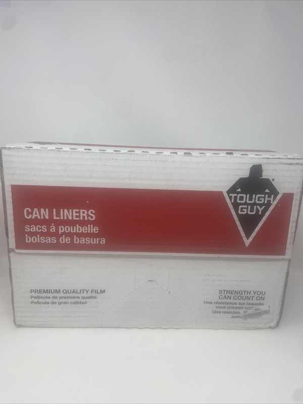 Tough Guy Recycled Trash Can Liner 40-45 Gallon. Clear Box of 100 31DK43 40”x46”