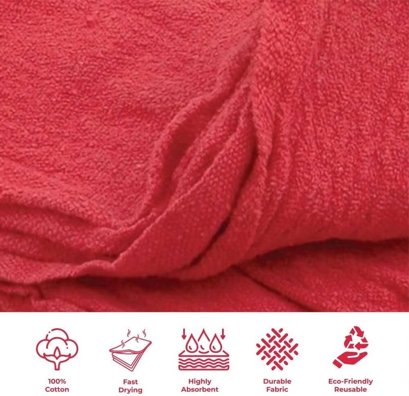 200 Pieces Red Shop Towel Large 15x15 Cleaning Rags, Fast Free Shipping, A Grade gallery
