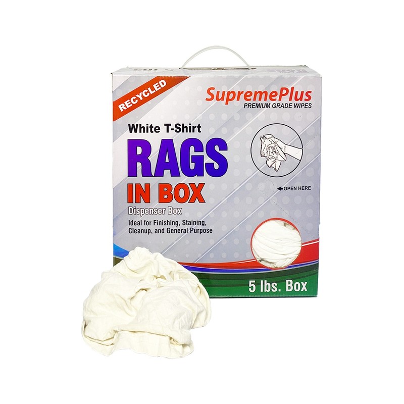 White Knit T-Shirt 100% Cotton Cleaning Rags 5 lbs. Compressed Box