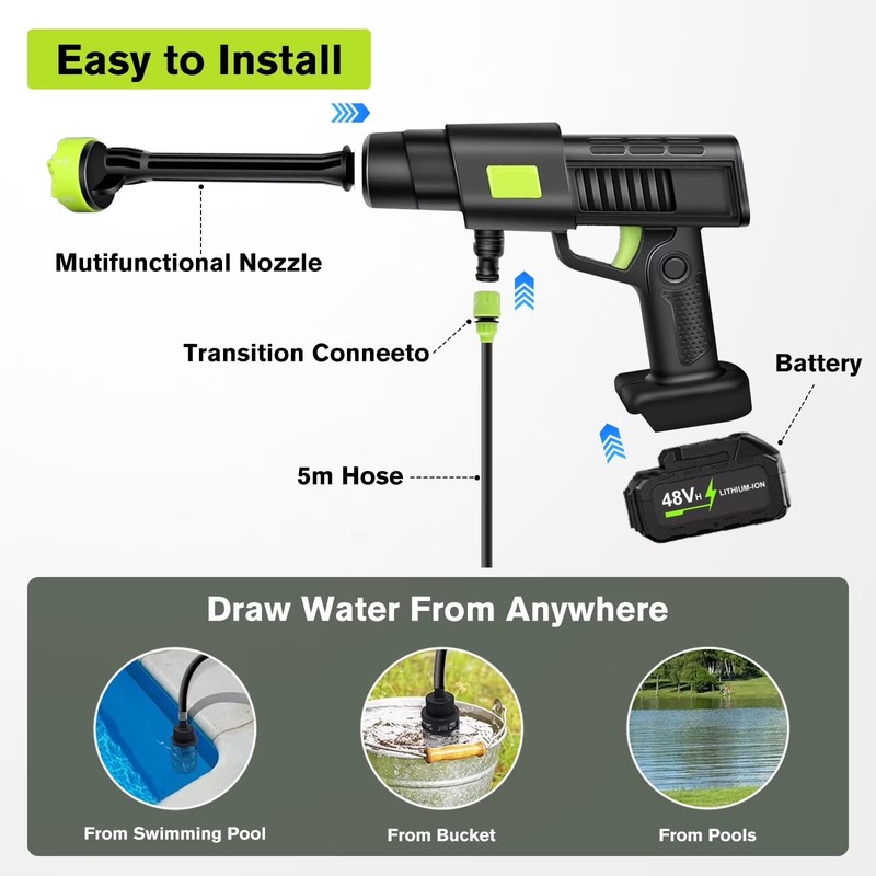 🔥 Cordless Electric High Pressure Water Spray Gun Portable Car Washer Cleaner gallery