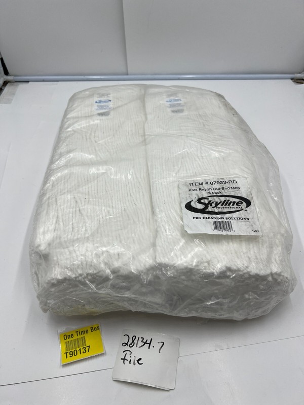 (QTY 6) Skyline 87923-RD Mop Head #24 White Rayon 4PLY Cut End 1.25IN Narrow gallery