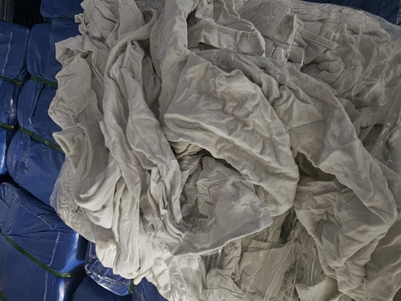 New White Knit T-Shirt Cotton Cleaning Rags – 600 lbs. Pallet 12 x 50 lbs. Boxes