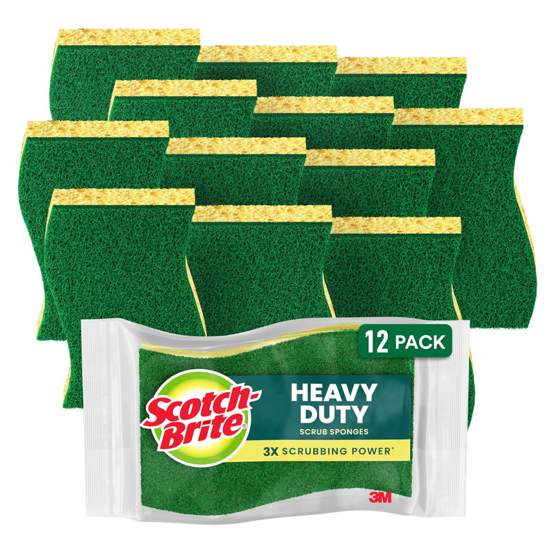 Scotch-Brite Heavy Duty Scrub Sponge 12 Kitchen Sponges Designed For Tough