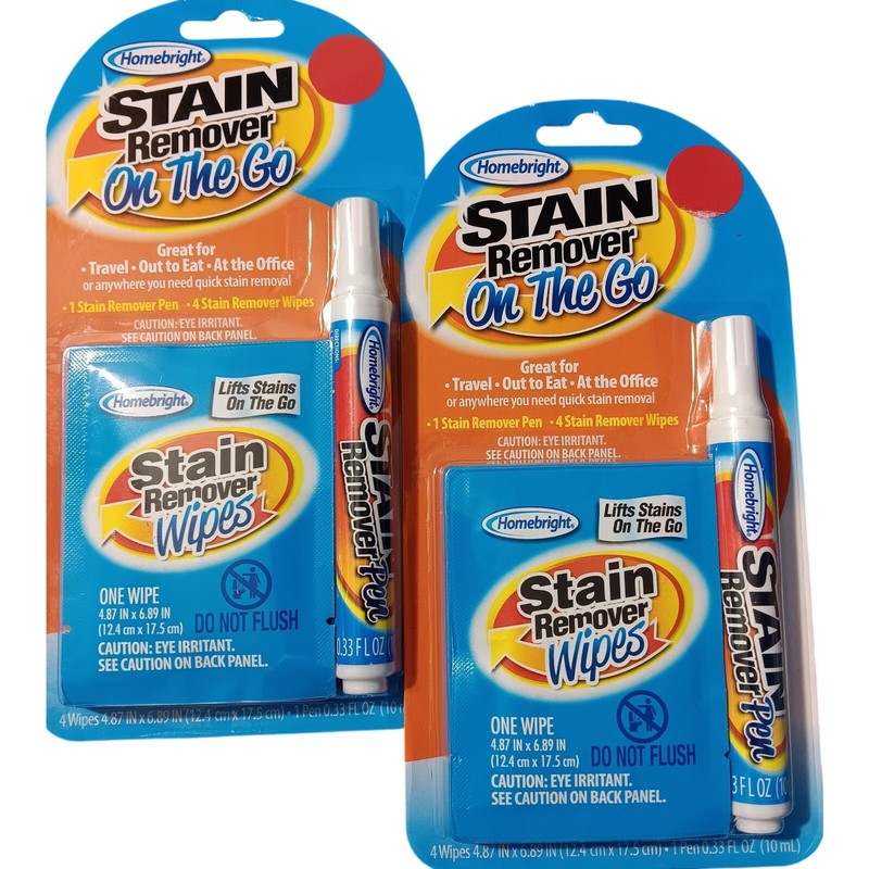 Homebright Stain Remover On The Go Stain Remover Wipes and Pen (Set of 2) NEW