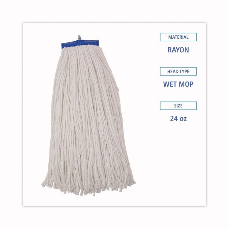 Boardwalk 724RCT 24 oz Cut-End Lie-Flat Rayon Wet Mop Head - White (12/Ct) New gallery