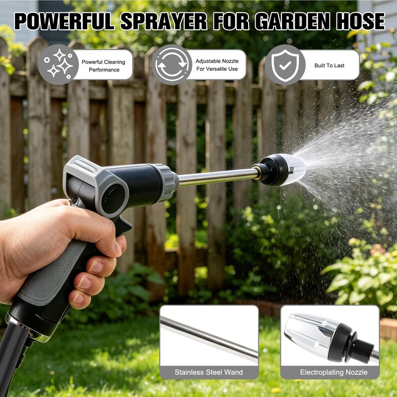 Turbo High Pressure Washer Gun, Heavy Duty Garden Hose Nozzle, Turn Any Black gallery