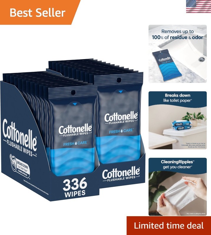 24 Packs of Fresh Care Flushable Wet Wipes: Hypoallergenic & Travel-Friendly
