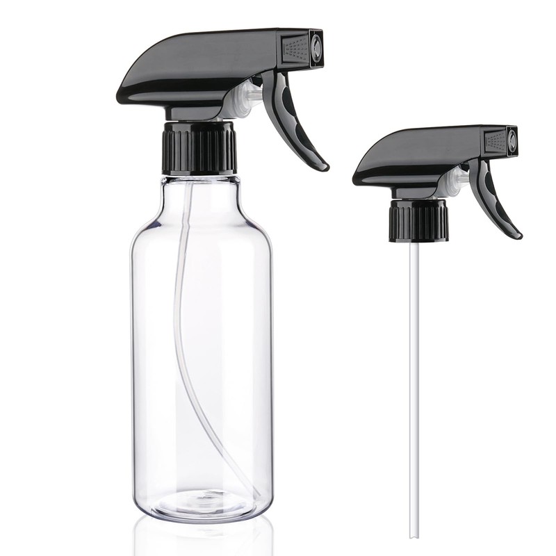 Hethyo Spray Bottles Plastic Bottle 16.9 Ounces, 12oz-Blackclear+nozzle