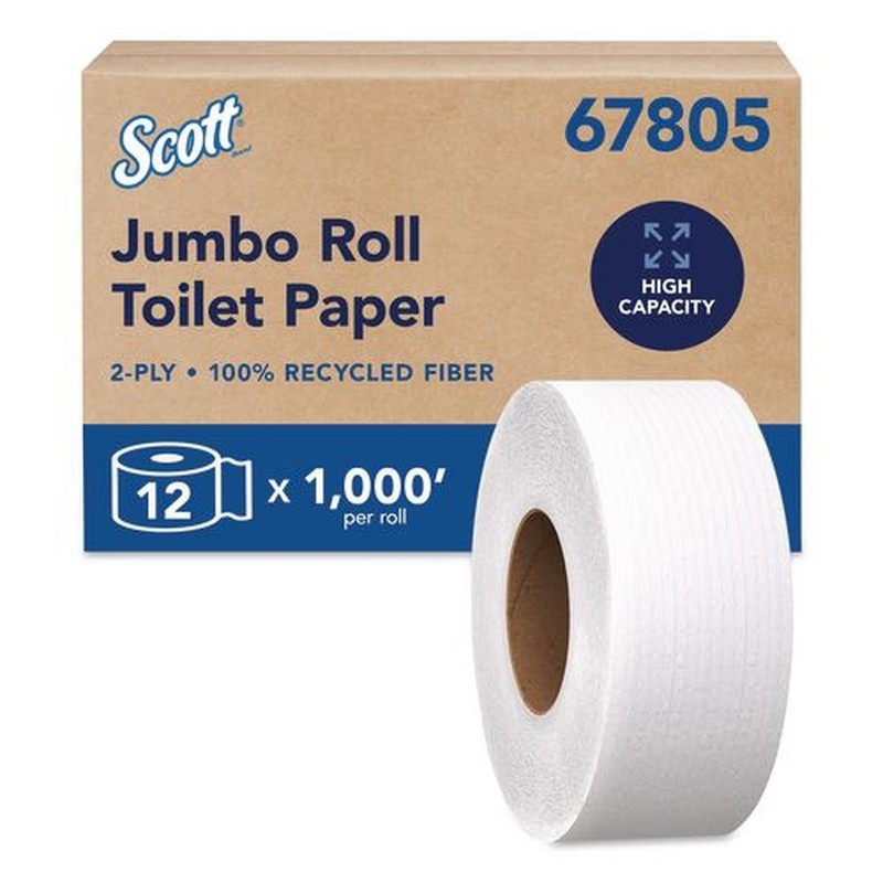 Scott 67805 2-Ply 3.55″ x 1000′ Septic Safe Bathroom Tissue – WHT (12/CT) New