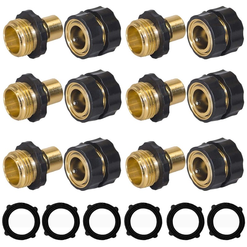Garden Hose Quick Connector 3/4 Inch Male Female Hose Fitting Quick Connector 6P