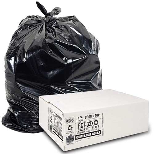 Heavy Duty 33 Gallon Trash Bags (Huge 100 Ct. /w Flap Ties) – 2 MIL equiv. Thick