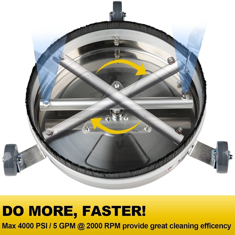 15" Pressure Washer Surface Cleaner with 3 Wheels, Stainless Steel Power Broom gallery