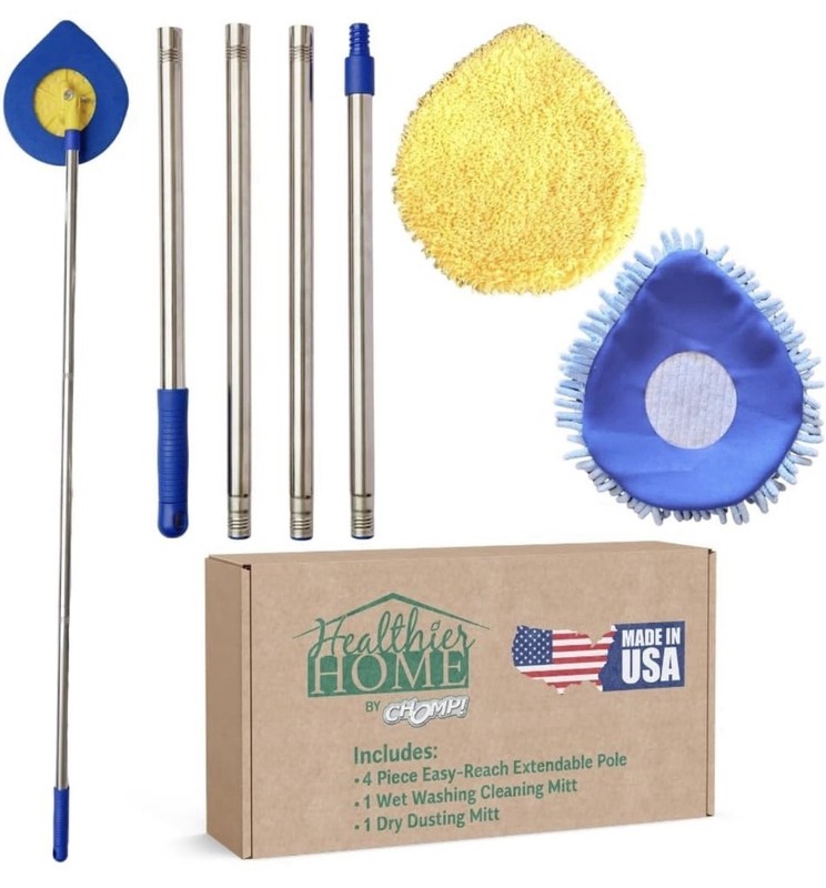CHOMP Extendable Wall Cleaner & Mop – 5-Minute Ceiling & Baseboard Duster