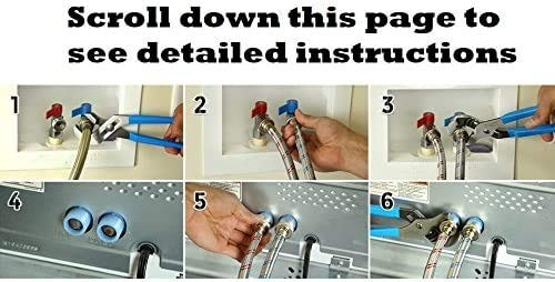 K&J Premium 4ft Stainless Steel Washing Machine Hoses 4ft, gallery