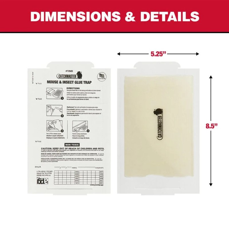 72 Catchmaster Mouse Glue Board Sticky Traps Peanut Butter Mice Insects Spiders gallery