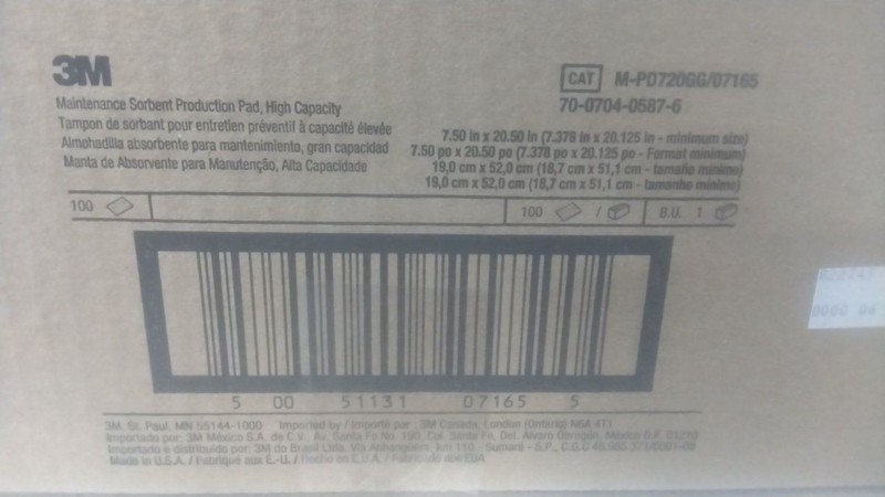 3M M-PD720GG 100 Pk 7-1/2 In x 20-1/2 In Size Gray Absorbent Pad gallery