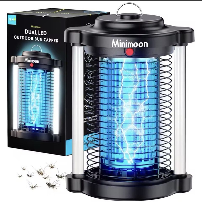 Minimoon Dual LED Outdoor Bug Zapper 15W Corded Electric Summer repellent