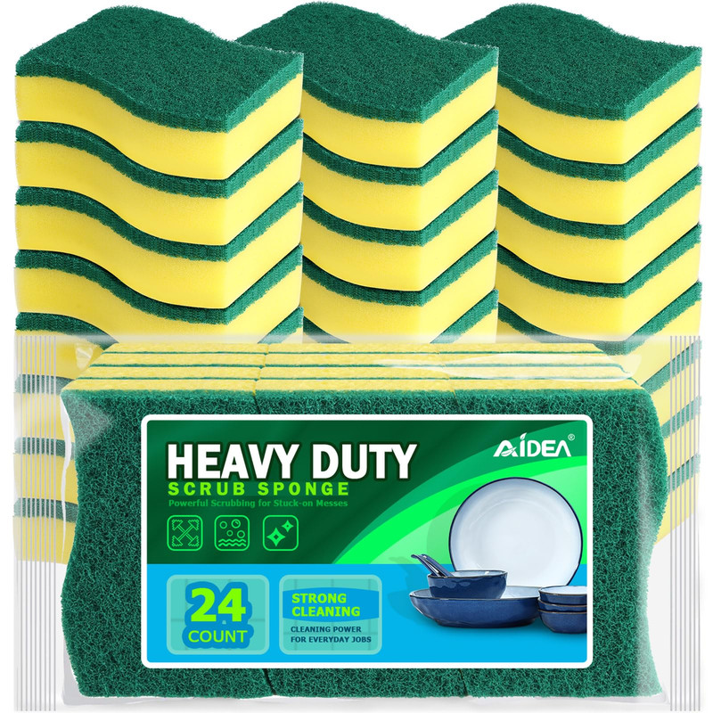 Aidea Sponges Kitchen 24 Pack Heavy Duty Dish Sponge Cleaning Dish Scrubber