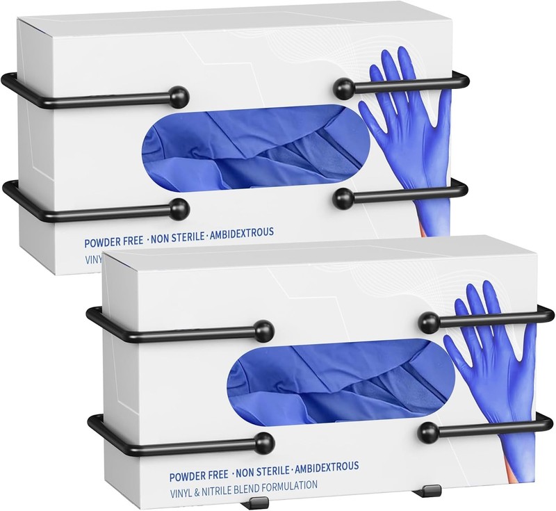 2 Pa Glove Box Dispenser Wall Mount (10.4 * 3.5in): Bla Glove Holder