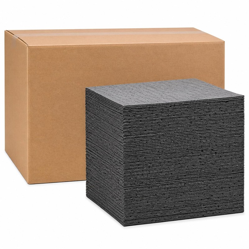 Oil Absorbent Pads for Garage, Basement & Home 200 Dimpled Mats 9.8 x 13″