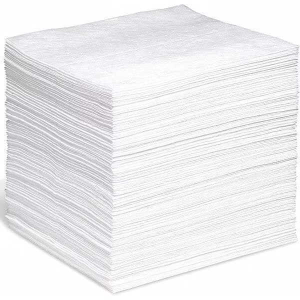 Absorbent Pad, 15 in W x 18 in L, Absorbs 35 gal. Per Pkg, Oil-Only, White, Poly