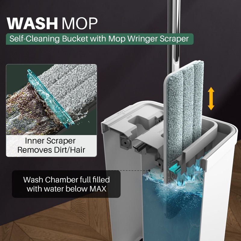 JOYMOOP Mop and Bucket Set with Wringer, Flat Mops for Floor Cleaning, Wall M... gallery