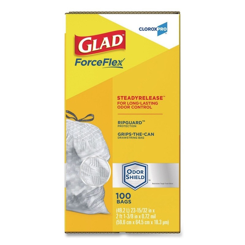 Glad 70427 23.75" x 24.88" 13-Gal Drawstring Trash Bags - Gray (100/CT) New gallery
