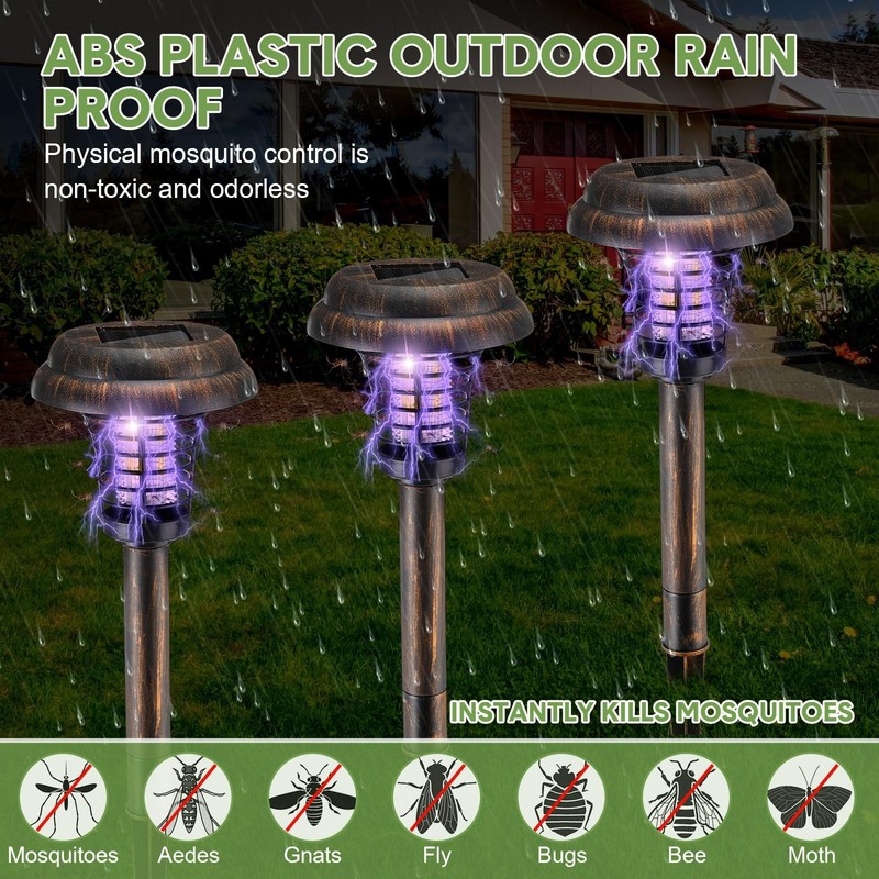 Qualirey 4 Pcs Solar Bug Zapper Waterproof Outdoor Mosquito Zapper Killer And gallery