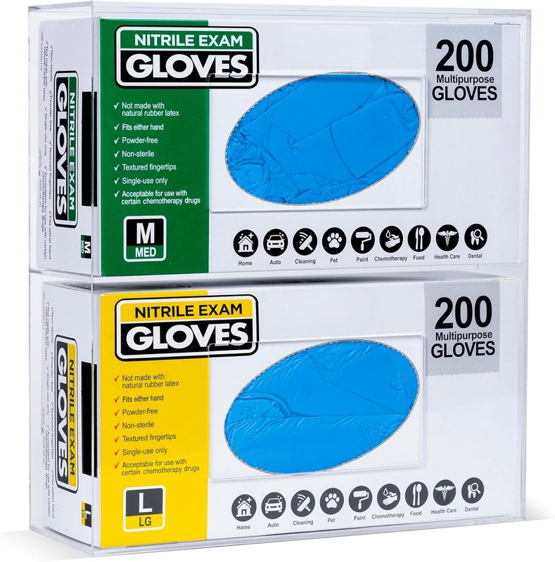 Glove Box Holder Dispenser – Side Loaded Clear Acrylic Organizer