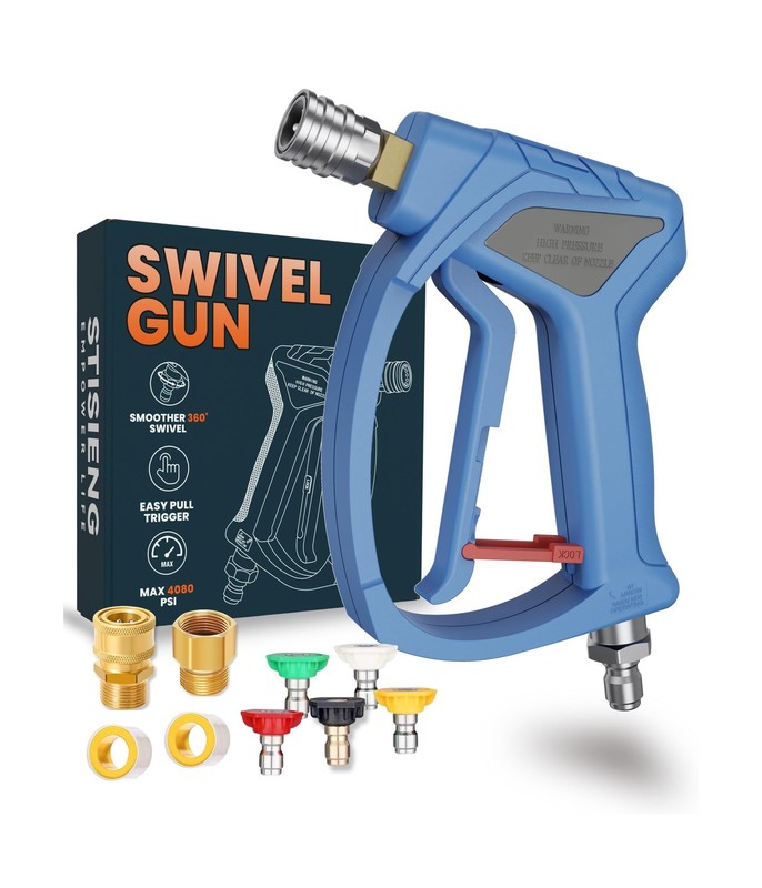 Short Pressure Washer Gun with 360° Swivel, High Pressure Stubby Po… Fast