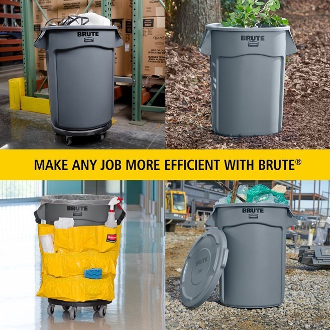Rubbermaid BRUTE 32 Gallon Trash Can Gray 4 Pack Heavy Duty FG263200GRAY gallery