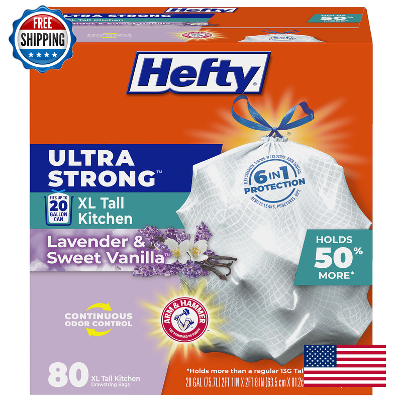 Hefty Ultra Strong 20 Gallon Trash Bags Xl Tall Kitchen Trash Bags 20 Gallon