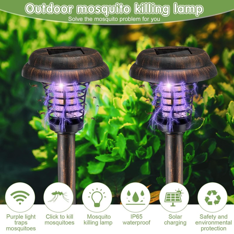 Qualirey 4 Pcs Solar Bug Zapper Waterproof Outdoor Mosquito Zapper Killer And gallery