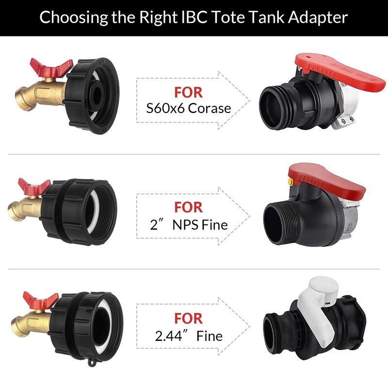 IBC Tote Garden Hose 2.44" Fine, 2" Coarse, 1/2 Hose-Brass gallery