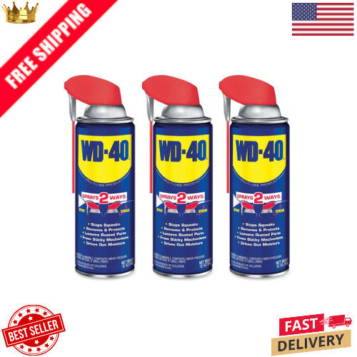 New Multi Purpose Smart Straw Original WD-40 Formula Lubricant Spray 3 pk 12 oz