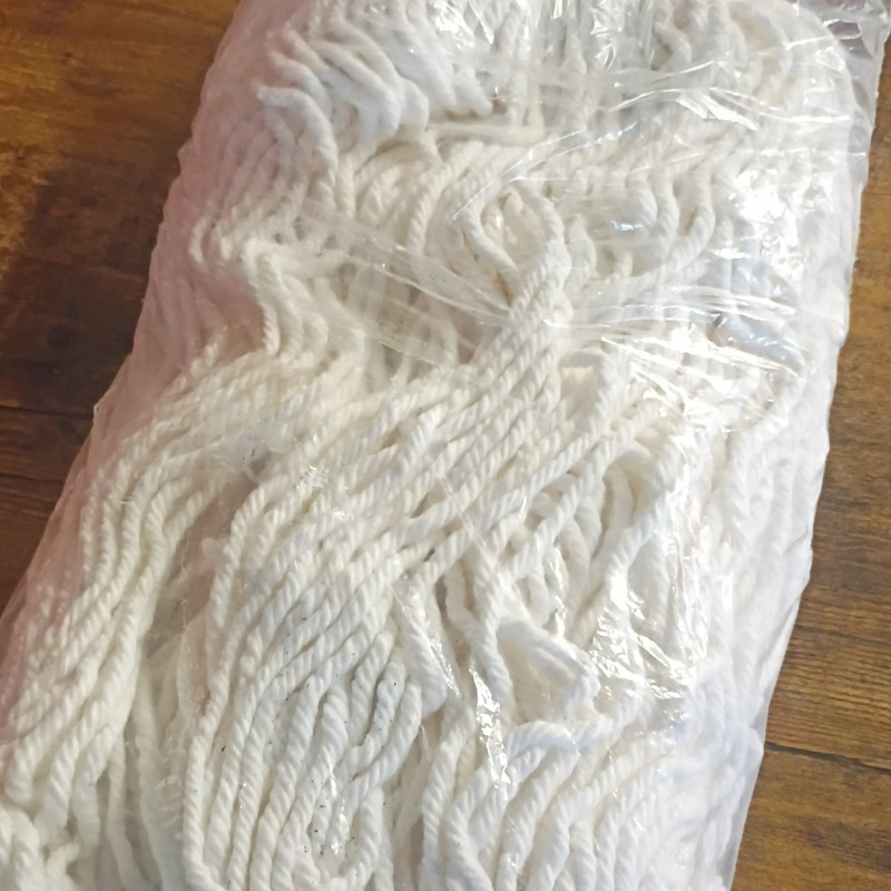 Wet Cotton String Mop Head Replacement, Round Cut End, White Band 16-20 oz