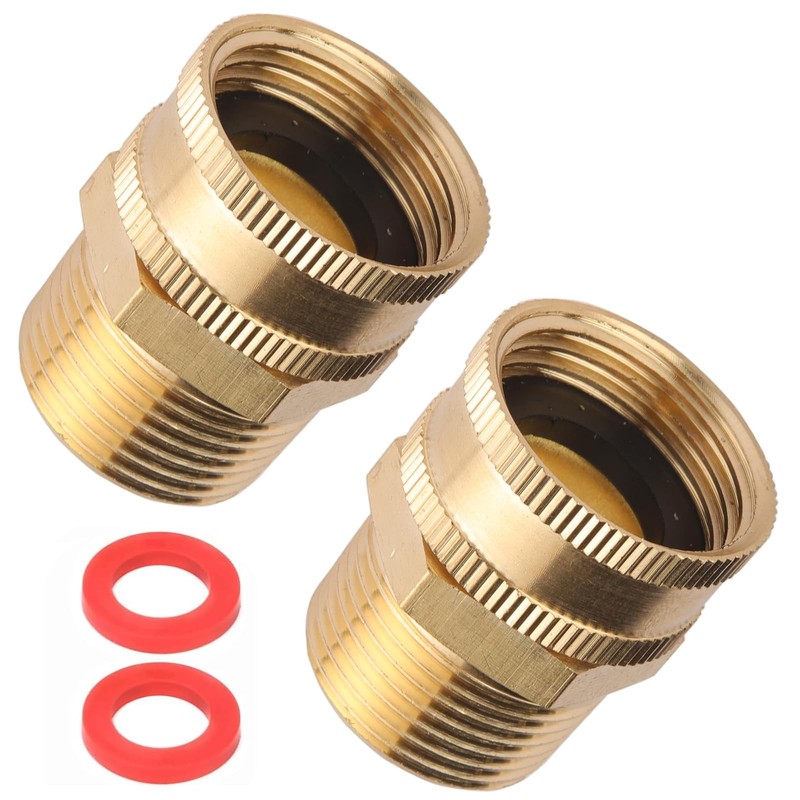 2 Pack Garden Hose Adapter,3/4″ NPT X 3/4″ GHT Connector with 3/4 inch, Brass