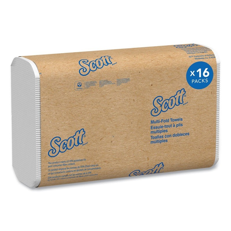 Scott 37490 8″ x 9.4″ 1-Ply Multi-Fold Towels – White (16/CT) New