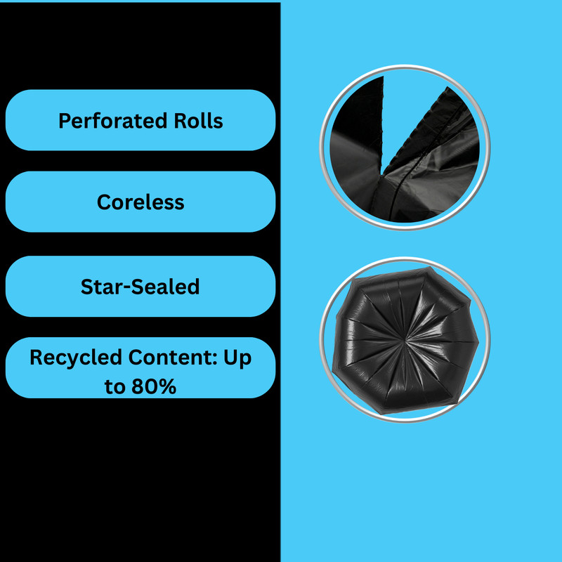 LLDPE High Density Black Star Sealed Can Liner,1.5 Mil, 56 Glns, 43x47, 100 Qty gallery